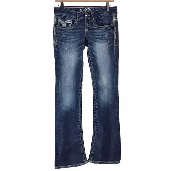 Maurices Denim - MAURICES Jeans Bootcut Embroidered Flap Pockets Western Juniors Size 1/2 Regular